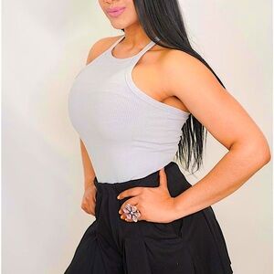 🆕🌿🩶PETAL DEW: GREY Rib Knit Tank Top LARGE